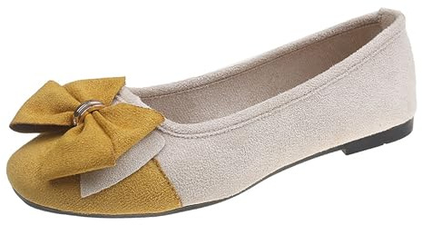 LarDorLin Bow Ballet Flat Women Two Tone Dolly Shoes