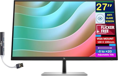 HP E32k G5 32 4K USB-C Monitor with 5ms Response Time, Anti Glare, Flicker Free, VESA Mount (100mm), Displayport, HDMI & Dockztorm USB Port Expander, Black/Silver Color (6N4D6AA#ABA) 2 Pack