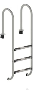 Gre 4011016 - Escalera de Seguridad para Piscinas Enterradas - Acero Inoxidable Extra Resistente, 3 Peldaños Antideslizantes