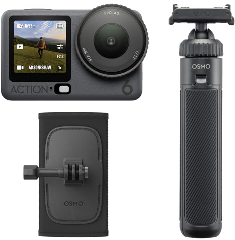 DJI Osmo Action 6 Hiking Combo, Action Camera With 1/1.1″ Square Sensor, Variable Aperture of f/2.0–f/4.0, Stabilization, 4hrs Battery, Action Camera 8K Ideal for Hiking, Travel and Outdoor Adventures