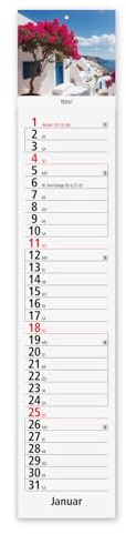 Timr Streifenkalender 2026 lang - Kalender 61 cm - Landschaften Küchenkalender schmal - Griechenland I tr408