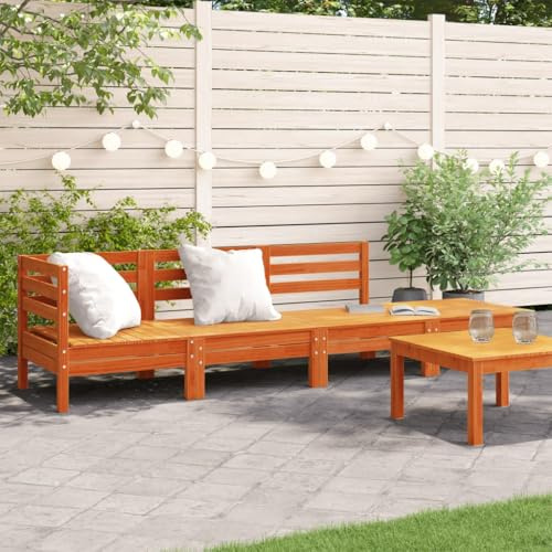 Bucmath Gartensofa 4-Sitzer Wachsbraun, Massivholz Kiefer, modulares Outdoor-Lounge-Set, langlebig, stabil, ideal für Terrasse, Garten, Balkon, wasserdicht