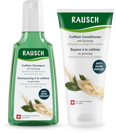 Coffein-Set mit Ginseng bei Haarausfall – Reinigung & Stärkung der geschwächten Haarwurzeln – hergestellt in der Schweiz mit Ginseng-, Guarana-Extrakt