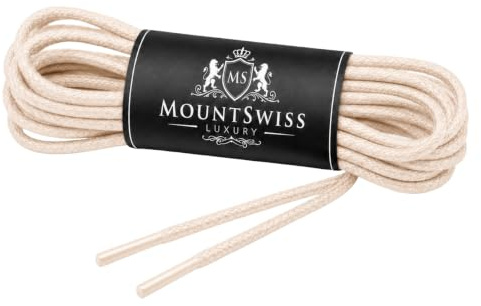 Mount Swiss Schnürsenkel rund gewachst Anzugschuhe, Creme, 90 cm