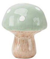 meindekoartikel Deko-Figur Pilz aus Keramik hell grün – Ø 6,8cm x Höhe 8cm Herbstdeko Frühjahrsdeko oder Wohnaccessoire liebevoll Tisch Fensterbank Regal Moderne Dekoration Geschenkidee Keramikpilz