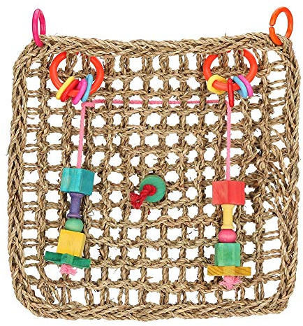 Papageien Kletternetz aus Seegras, Mehrzweck Haken | Naturnahes Spielzeug für Schnabel und Krallen, Kletterhilfe und Ruheplatz, für Wellensittiche und Nymphensittiche, fördert Be
