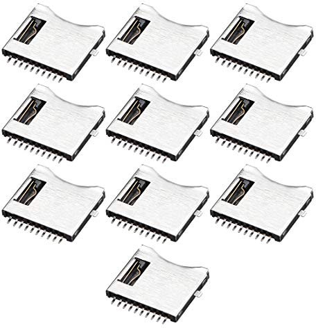 sourcing map Micro SD (TF) Memory Card Socket Connector 10 Pin No Push 10pcs
