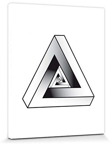 1art1 Optische Täuschungen Poster Das Unendliche Penrose Dreieck Bilder Leinwand-Bild Auf Keilrahmen | XXL-Wandbild Poster Kunstdruck Als Leinwandbild 50x40 cm