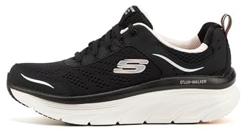 Skechers 149023 Mujer Zapatillas, Negro (Black Leather/Mesh/Pink Trim Bkpk), 38 EU