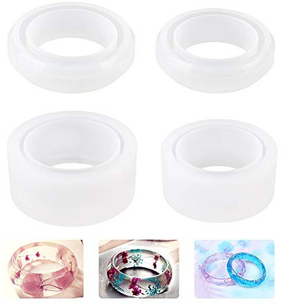WANDIC Resin Moulds, 4 Pcs Bracelet Silicone Mould Jewelry Casting Molds Round Silicone Mold for DIY Crafts Bangle Bracelet Jewelry Making