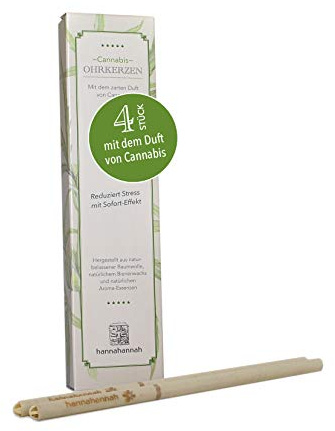 4 Stück Ohrkerzen (Cannabis-Duft) aus Bienenwachs mit Filter - zur Entspannung