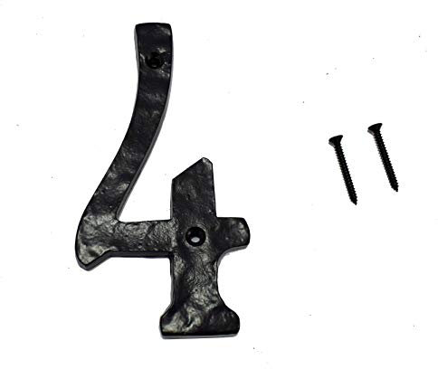 WIGANO 5.5Hotel House Door Numbers Cast Iron Black (4 (Four))