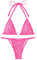 Damen-Bikini-Badeanzug-Set mit glitzernden Strasssteinen, dreieckig, O-Ring, Tanga, hoher Schnitt, 2-teiliges Bikini-Set, Rosaroter Strass, 2-4