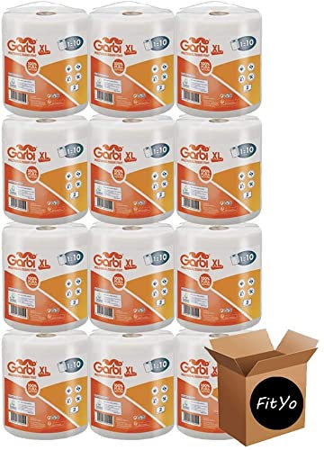 FitYo - Pack de 4 Rouleaux d'Essuie Tout - Format XL - 280 Feuilles Prédécoupées - Rouleau de 70 Mètres - Usage Domestique ou Industriel - Papier Absorbant et d'Essuyage