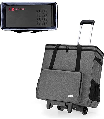 CURMIO Sacoche à roulettes pour Tour d'Ordinateur, Sac de Voyage avec Chariot Détachable pour Le Boîtier, Clavier, Souris, et Autres Accessoires, Gris (Sac Seulement, Brevet en Instance)