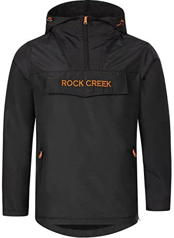 Rock Creek Herren Softshell Jacke Outdoor Jacke Windbreaker Übergangsjacke Anorak Kapuze Regenjacke Winterjacke Herrenjacke Jacket H-295 Schwarz 3XL