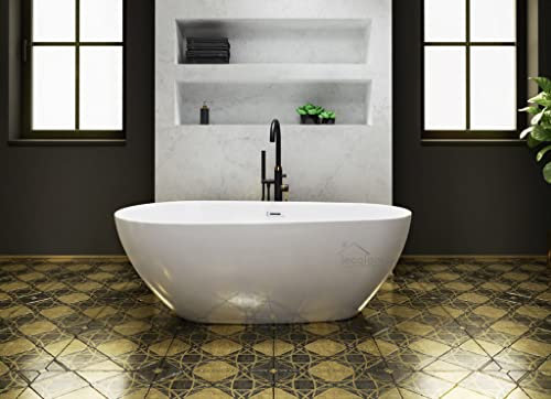 ECOLAM Baignoire îlot acrylique Kira 160x83 cm luxe glamour + siphon Click clack. Baignoire autoportante acrylique modern
