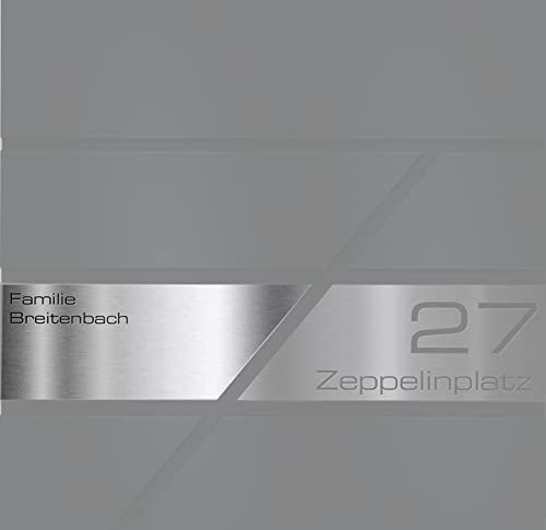 Metzler Edelstahl Briefkastenschild - V2A Edelstahl-Namensschild - Ersatzschild für Briefkasten Modell Z - Selbstklebende Rückseite - Individuelle Beschriftung…