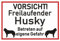Samunshi® Aufkleber Vorsicht Husky - Schild Sticker Hinweisschild Warnschild Vorsicht Hund 10 x 6,7cm Vorsicht Husky schwarz