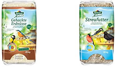 Dehner Natura Wildvogelfutter, gehackte Erdnüsse, 20 kg & Natura Wildvogelfutter, Streufutter, 20 kg