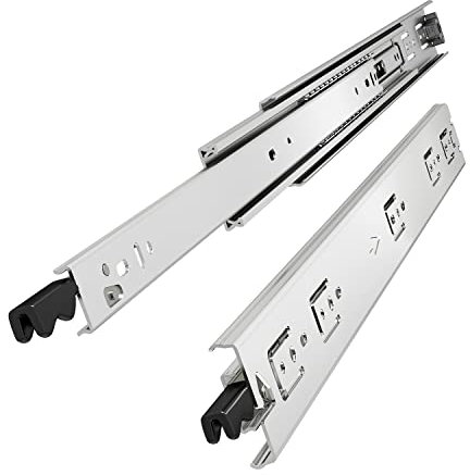 VADANIA Correderas para cajón de servicio pesado de 900 mm con cerradura #VD1551, extensión completa de 3 pliegues, rodamiento de bolas, montaje lateral, 1 par