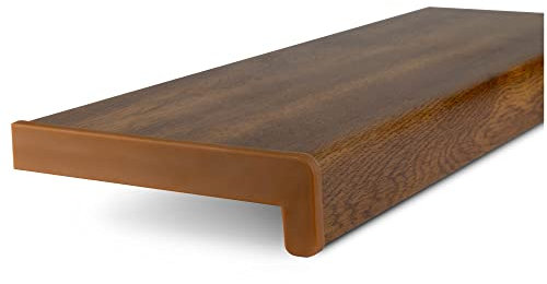 TJ Fensterbank Innen Kunststoff Eiche Gold Optik / 25 x 120 cm Fensterbank inkl. Seitenabschluss/PVC Fensterbank nach Maß/Fensterbank Innen kratzfest und feuchtigkeitsundurchlässig