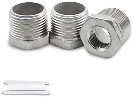 Bwintech 3 Stück 3/4 Außengewinde auf 1/2 BSP-Innengewinde Edelstahl-Sechskant-Reduzierstück für Rohrverbindungsumbau
