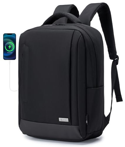 YOODI Reiserucksack Handgepäck Flugzeug 40x30x15 Erweiterbar 5cm auf 40x30x20 British Airways Wizzair Wasserdicht Laptop Rucksack Schwarz 15,6 Zoll Arbeitsrucksack mit USB Ladeanschluss Herren Damen