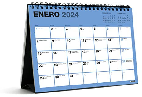 Miquelrius - Tischkalender 18 Monate, Juli 2023 bis Dezember 2024, A5-Größe, Farben