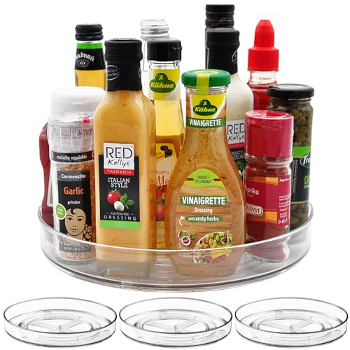Amolliar Lazy Susan Organizer, 11 4 Pack, Turntable Organizer for Cabinet | Lazy Susan for Fridge, Kitchen, Pantry Organizer and Storage, Rotating Tray, Spice Rack Condiment, Under Sink Organizer