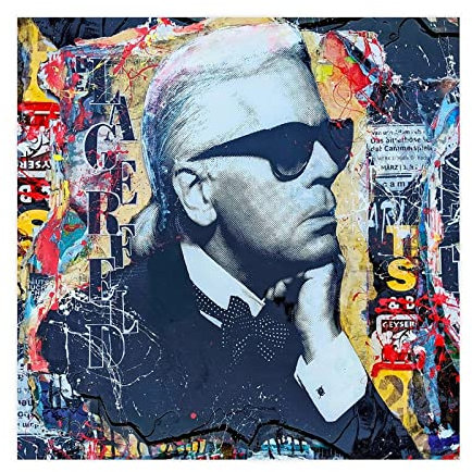 SORECI Fashion Guru Karl Lagerfeld (2) Leinwand-Poster, Wandkunst, Dekor, Bild, Gemälde für Wohnzimmer, Schlafzimmer, Dekoration, ungerahmt, 30 x 30 cm