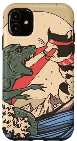 Kaiju Monster vs Cat Laser Eye Fight Great Wave Japanisch Hülle für iPhone 11