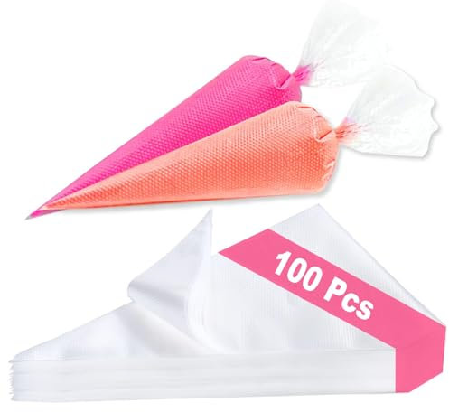 Lot de 100 poches à douille jetables pour décoration de gâteaux, glaçage royal (66 x 40,6 cm, blanc)
