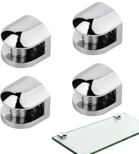 Morsetto di Vetro, Vetro Regolabile Clip, Staffa in vetro regolabile, 4PCS Supporto Vetro Regolabile Staffe Mensole Vetro Reggimensola Vetro per Vetri di Spessore 6-8 mm