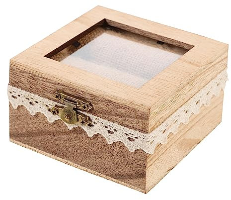 ZOUSANG Box für Verlobungsringe, Reisebehälter, Aufbewahrungsbox für Uhren, Ringträger-Kissen, Ehering-Etui, unvollendete Holz-Halskette, Ringhalter, Ringträger-Halter aus Holz, Heiratsantragsschmuck