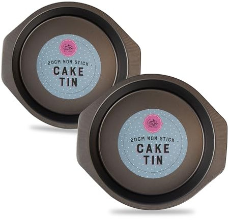 G4GADGET 2Pack X 8 Inch Steel Cake Tin Round Mould Non-Stick Baking Pan Bakeware Sponge