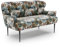 CAVADORE 2-Sitzer Küchensofa Amba, Trendige Sitzbank für Küche oder Esszimmer / 153 x 97 x 87 / Jacquard Flachgewebe: Blumenmuster Blau
