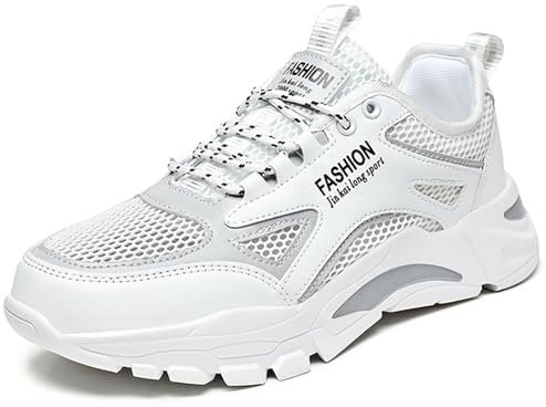 Turnschuhe Herren Laufschuhe Damen Sportschuhe Mesh Atmungsaktiv Leichtewichts Weiche Sohle rutschfeste Sportschuhe Fitness Outdoor Freizeit Schuhe Fashion Straßenlaufschuhe Knit Sneaker 668 White 38