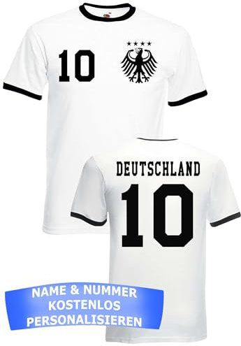 Herren T-Shirt Deutschland Trikot EM 2024 mit eigenem Namen + Nummer - Weiß XL