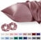 Vielit 2 Pack Satin Pillowcase for Hair and Skin Cooling,Soft as Silk Pillowcase for Hair and Skin,Easier Care than Silk Pillow Case Dusty Rose 50x75cm Gifts for Women Envelope & 2 Scrunchies