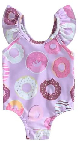 Brillabenny Costume Intero Bambina o Neonata per Mare o Piscina, Costume Neonata (Modello Ciambelle, Viola, 6-9 Mesi)