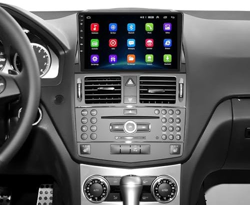 SIXWIN Android 13 Autoradio für Mercedes-Benz W204(2007-2010), 9 Zoll Kapazitiver Touchscreen Radio mit WiFi GPS Bluetooth FM/RDS USB Mirrorlink+Canbus+Rückfahrkamera