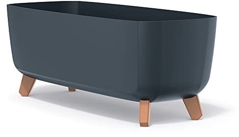Tymar Blumentopf rechteckig mit Füßen Übertopf mit Beinen Blumenkübel länglich außen (Anthrazit; 40 cm)