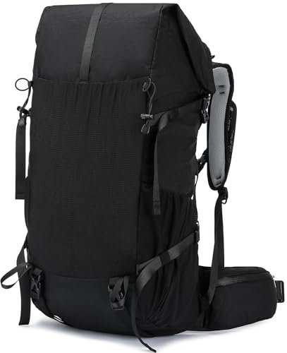 30L Expandable to 40L Lightweight Hiking Backpack, Waterproof Womens Mens Hiking Rucksack, Upgraded Scratch-proof Outdoor Roll Top Camping Packsack, Fit for 15.6'' Laptop (Black, 30L TO 40L)