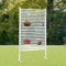 Twira Outdoor Privacy Screen 35 x 59, Freestanding Feet Privacy Fence Screen for Outside, Trash Can Metal Privacy Panels, 3FT x 5FT Decorative Pipes and Slats Divider for Backyard Patio Garden White