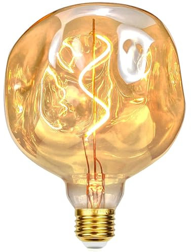 KANQIAO Edison Vintage Glühbirne E27, E27 LED Vintage Dimmbar 3W Retro LED Lampe Dekorative Antike Glühbirne Ideal für Nostalgie und Retro Beleuchtung im Haus Café Bar - G125 - Bernstein(YXD)