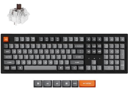 Keychron K10 Max Custom Wireless Mechanische Tastatur, 2.4 GHz/Bluetooth/USB-C, Wiße LED, QMK/VIA Programmierbare Makros, PBT Keycaps, für Mac Windows, Super Brown Switch