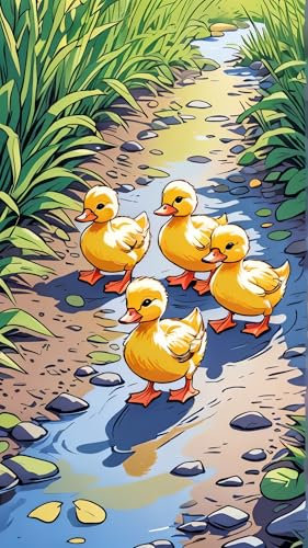 ARTGOTO Diamond Painting Eckige Steine Groß XXL Bilder Erwachsene,40x70cm Ente A,5D Diamant Painting Set Viereckige Quadratische Steine mit Zubehör Für Wohnzimmer Dekoration