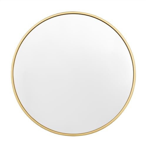 WOLTU 70cm Round Wall Mirror Gold Frame, Large Decorative Circle Mirror for Bathroom, Bedroom, Hallway, Living Room, Metal Frame Hanging Vanity Mirror for Modern Home Decor