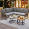 Jaxenor 5-6 Sitzplätze Garten Loungemöbel Set mit Zwei Tischen, Rattan Lounge Outdoor mit Verzinktem Eisengestell, Garten Möbel Set mit Verstellbare Beine, Inklusive Sitzpolster und Kissen, Grau